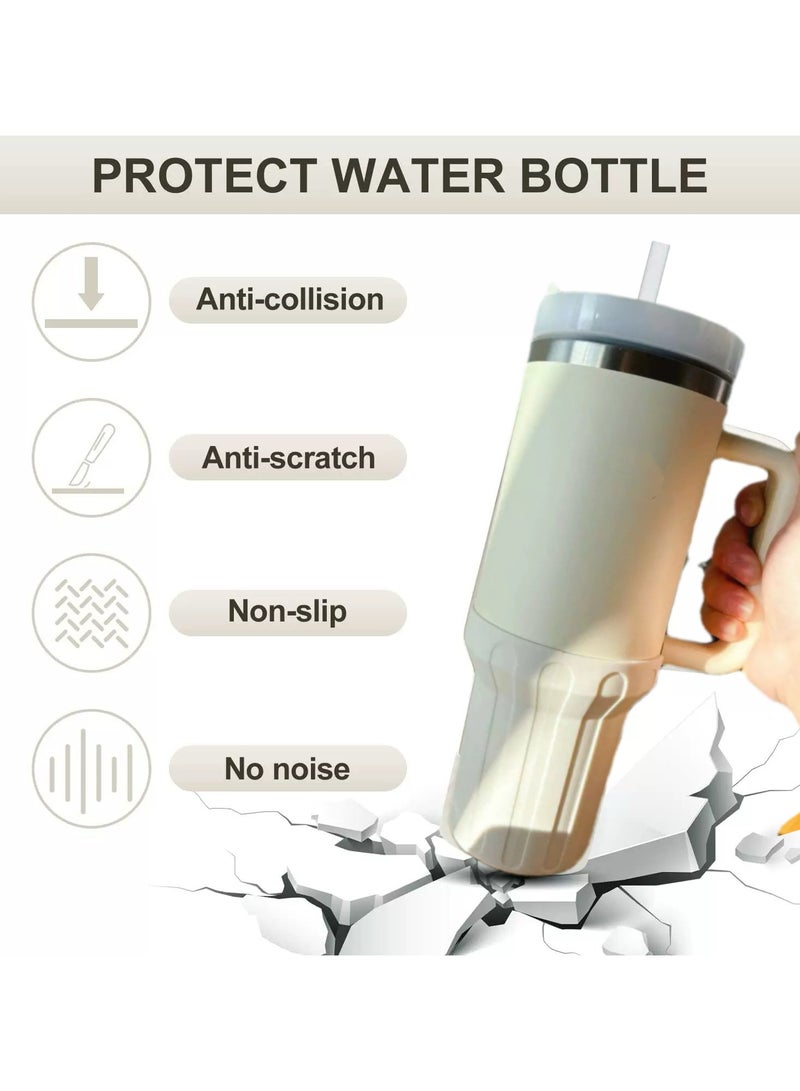 Stanley 4PCS (White) ,Stanley 40oz Silicone Accessories Set,Spill-Proof Stopper(1Pcs), Straw Lids Straw Topper(1Pcs), Silicone Boot(1Pcs),Water Bottle Higher Bumper Protection Cover(1Pcs) - Image 4