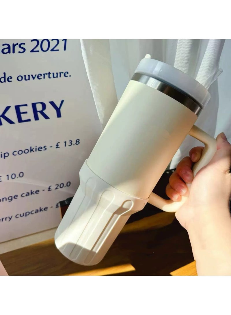 Stanley 4PCS (White) ,Stanley 40oz Silicone Accessories Set,Spill-Proof Stopper(1Pcs), Straw Lids Straw Topper(1Pcs), Silicone Boot(1Pcs),Water Bottle Higher Bumper Protection Cover(1Pcs) - Image 5