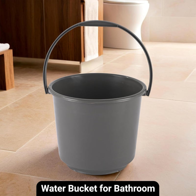 Kuber Industries Kuber Industries Pack of 2 Multi-Purpose 5 Litre Small Bucket for Mopping | Washing Balti for Bathroom & Toilet | Water Storage Container - Essential for Household Chores | Plain Grey  - Image 2