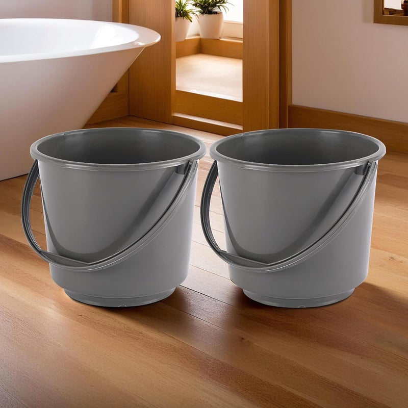 Kuber Industries Kuber Industries Pack of 2 Multi-Purpose 5 Litre Small Bucket for Mopping | Washing Balti for Bathroom & Toilet | Water Storage Container - Essential for Household Chores | Plain Grey  - Image 1