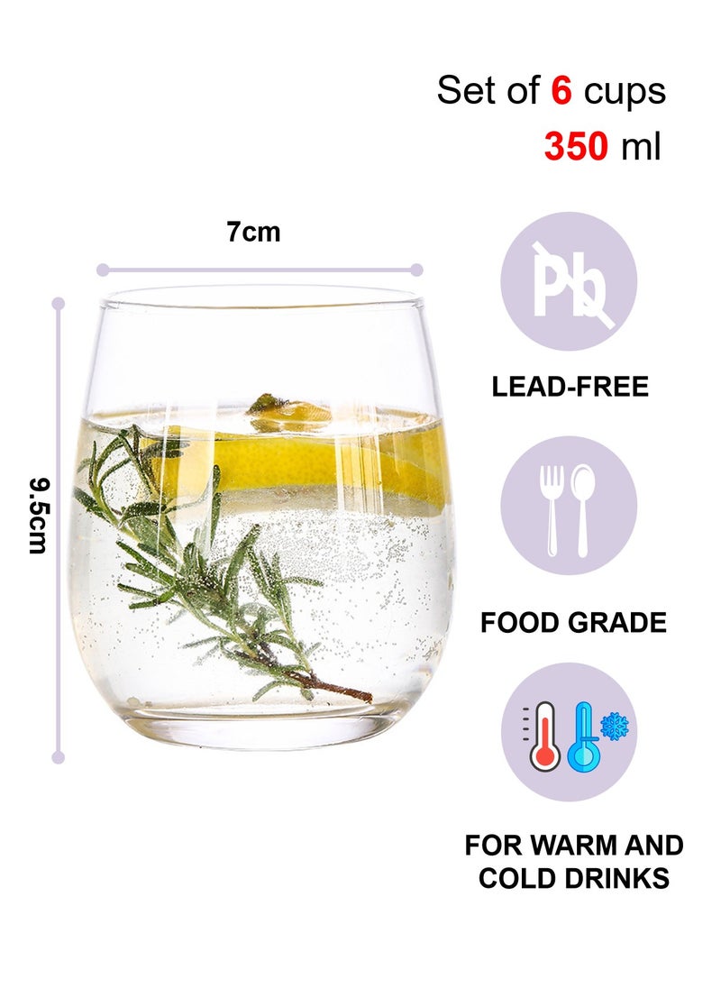 Glass Set, Set Of Six, Egg-Shaped Household And Commercial Cups, Can Be Used For Drinking Water, Coffee, Tea, Juice, Milk, 350ML - Image 2