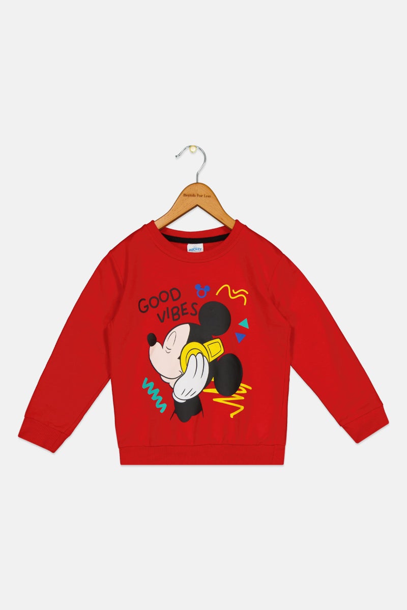 Disney Toddlers Boy Mickey And Friends Graphic Print Long Sleeve Sweatshirt, Red - Image 2
