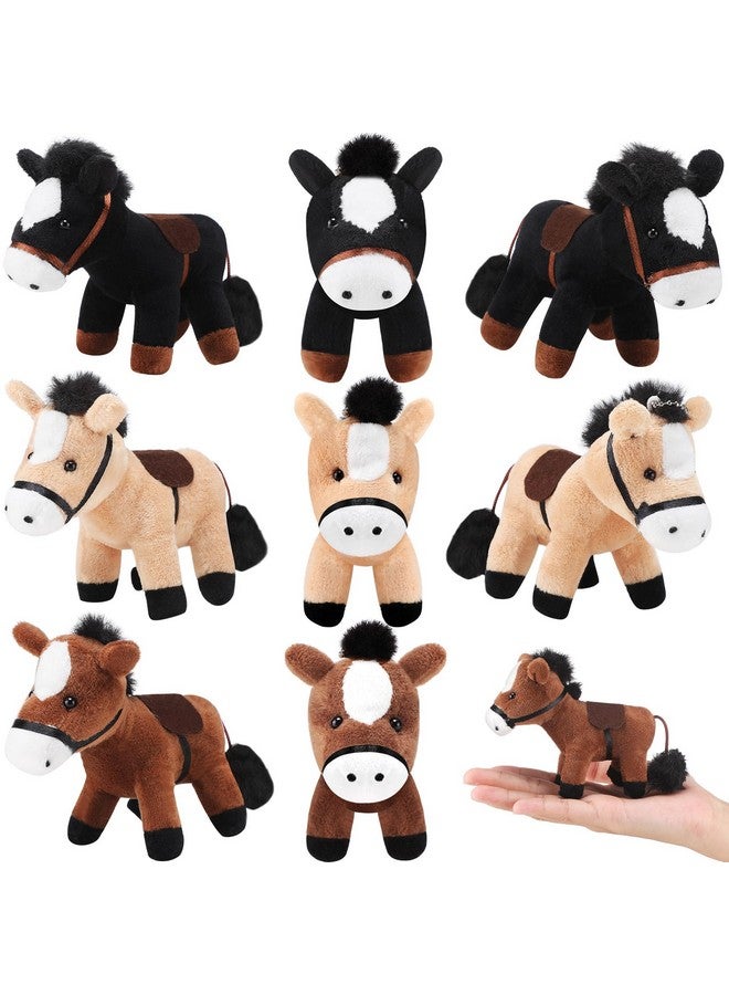Zomiboo 9 Pack Horse Stuffed Animals Plush Toy Standing Stuffed Horse 4 Inch Mini Plush with Detachable Chain for Animal Theme Party Birthday Decoration Supplies(Vivid Style) - Image 1