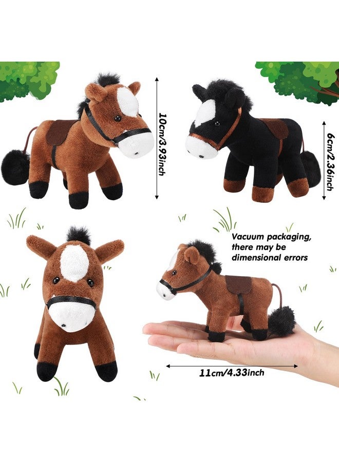 Zomiboo 9 Pack Horse Stuffed Animals Plush Toy Standing Stuffed Horse 4 Inch Mini Plush with Detachable Chain for Animal Theme Party Birthday Decoration Supplies(Vivid Style) - Image 3