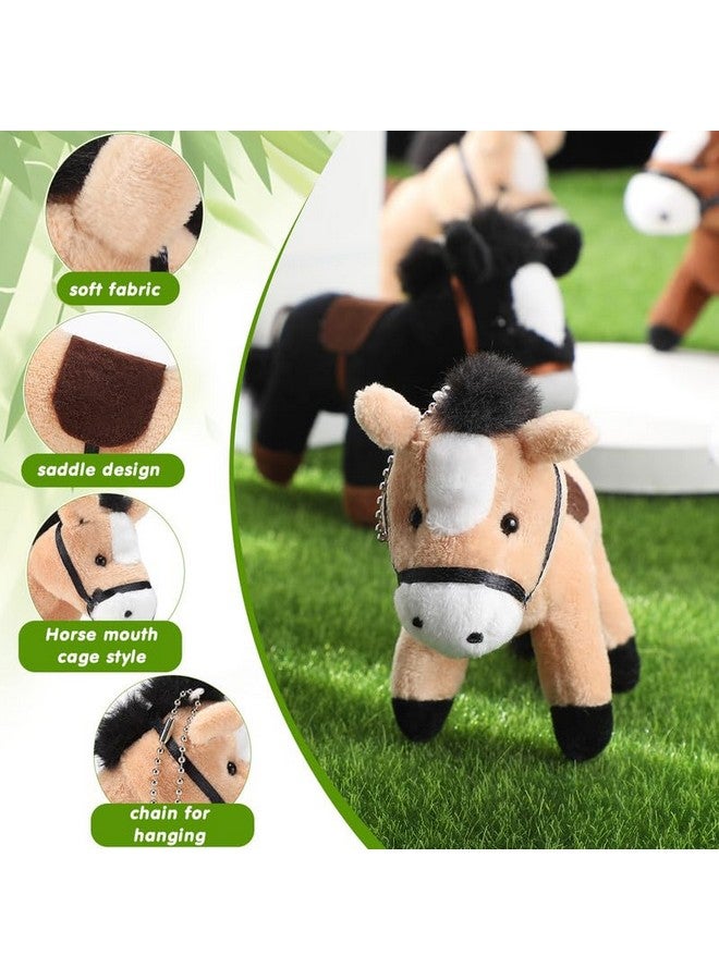 Zomiboo 9 Pack Horse Stuffed Animals Plush Toy Standing Stuffed Horse 4 Inch Mini Plush with Detachable Chain for Animal Theme Party Birthday Decoration Supplies(Vivid Style) - Image 4