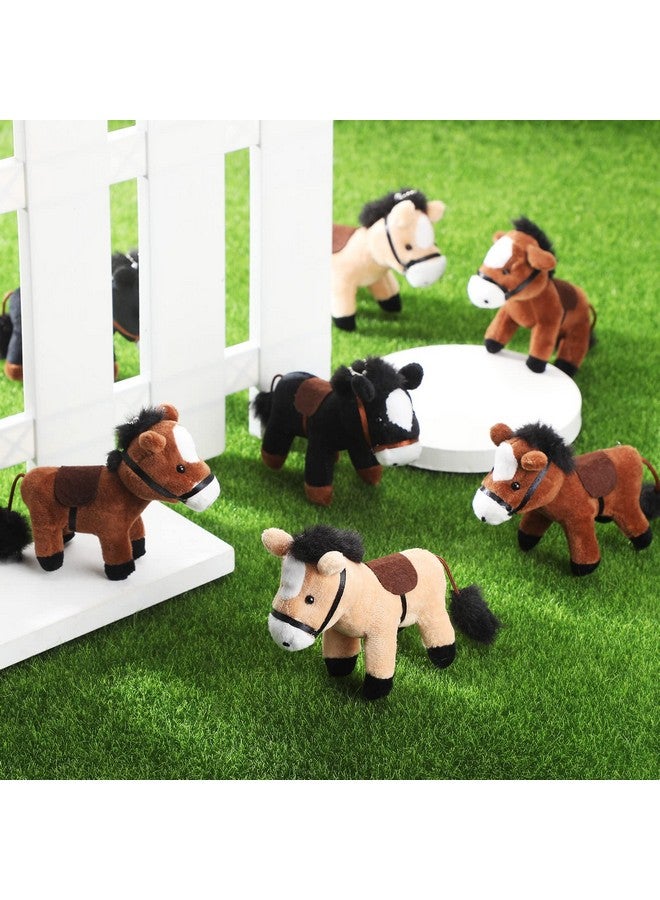 Zomiboo 9 Pack Horse Stuffed Animals Plush Toy Standing Stuffed Horse 4 Inch Mini Plush with Detachable Chain for Animal Theme Party Birthday Decoration Supplies(Vivid Style) - Image 2