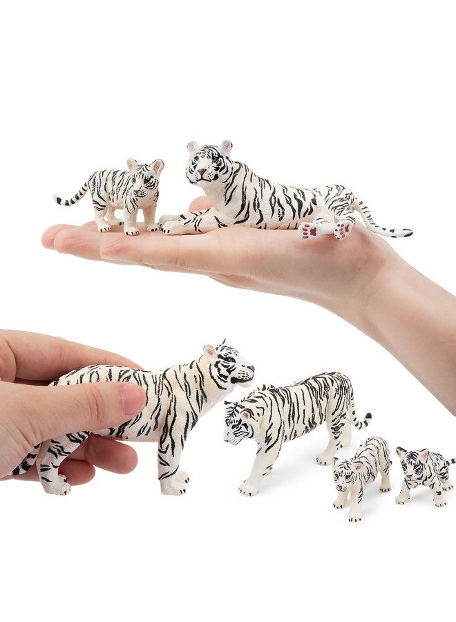 Toymany 6PCS Realistic White Tigers Figurines with Tiger Cubs, 2-6" Jungle Animals Figures Family Set Includes Baby Tigers, Educational Toy Cake Toppers Christmas Birthday Gift for Kids Toddlers - Image 3