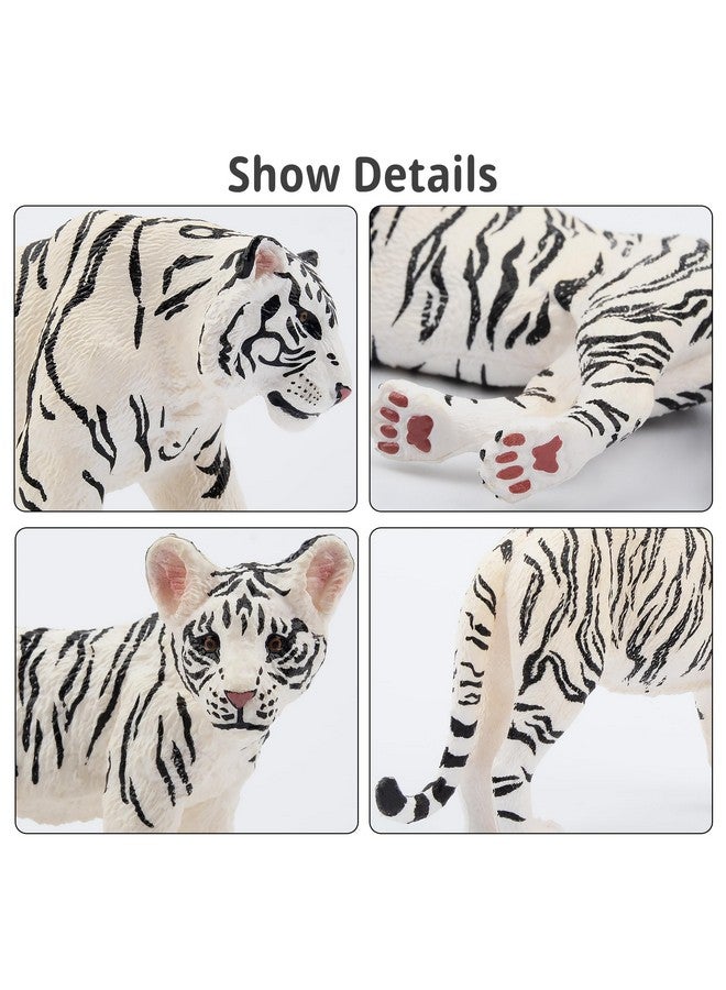 Toymany 6PCS Realistic White Tigers Figurines with Tiger Cubs, 2-6" Jungle Animals Figures Family Set Includes Baby Tigers, Educational Toy Cake Toppers Christmas Birthday Gift for Kids Toddlers - Image 4