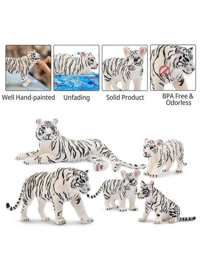 Toymany 6PCS Realistic White Tigers Figurines with Tiger Cubs, 2-6" Jungle Animals Figures Family Set Includes Baby Tigers, Educational Toy Cake Toppers Christmas Birthday Gift for Kids Toddlers - Image 5