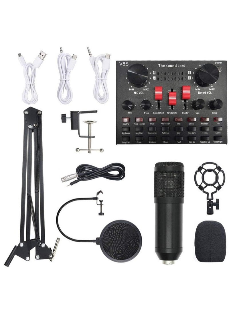 Lixada Multi-functional Live Sound Card BM800 Microphone Set Audio Recording Equipments (Black) - Image 1