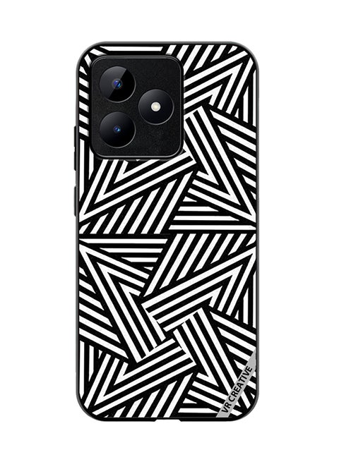 Protective Case Cover For Realme C53 Abstract Black And White Design Multicolour