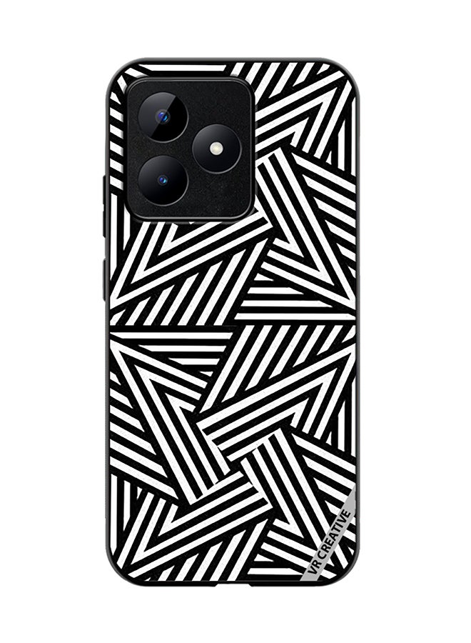 Protective Case Cover For Realme C53 Abstract Black And White Design Multicolour