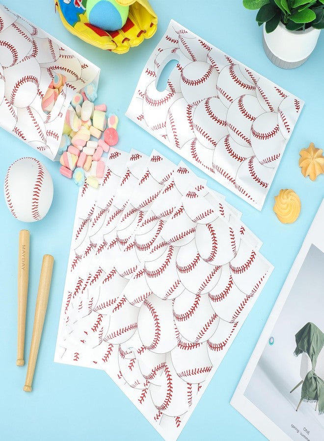 peony man 50 PCS Baseball Plastic Gift Bags Baseball Party Favor Bag with Handle Baseballs Treat Candy Bags for Sport Themed Goodie Bag Sports Team Birthday Party Home Candy Cookie Snack Supplies - Image 4