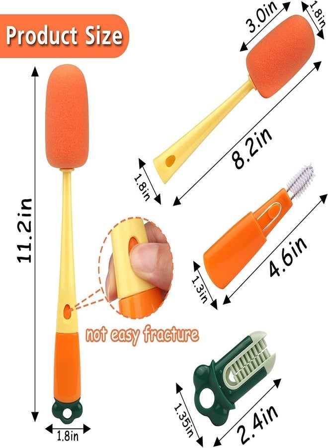 Orrda 3 in 1 Multifunctional Sponge Cleaning Cup Brush | Carrot Design Cleaning Sponge Brush, Cute Creative Cup Cleaning Brush for Home (1 Psc_Multicolor) - Image 2