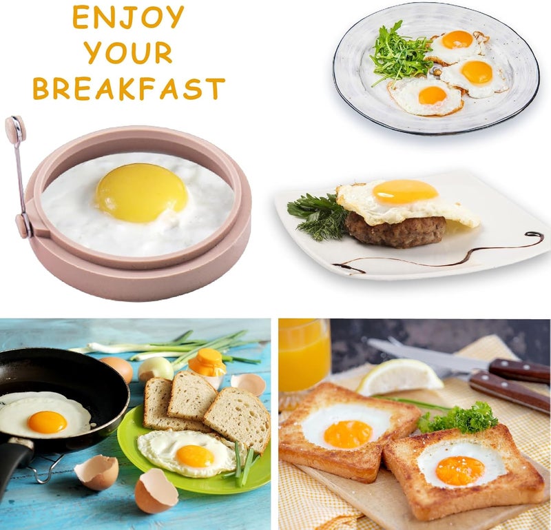 YOLCAR 4-Pack Nordic Silicone Egg Rings, Non-Stick Egg Mold - 4 Inch, Colorful - Image 4