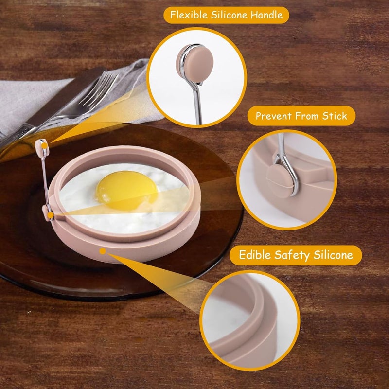 YOLCAR 4-Pack Nordic Silicone Egg Rings, Non-Stick Egg Mold - 4 Inch, Colorful - Image 3