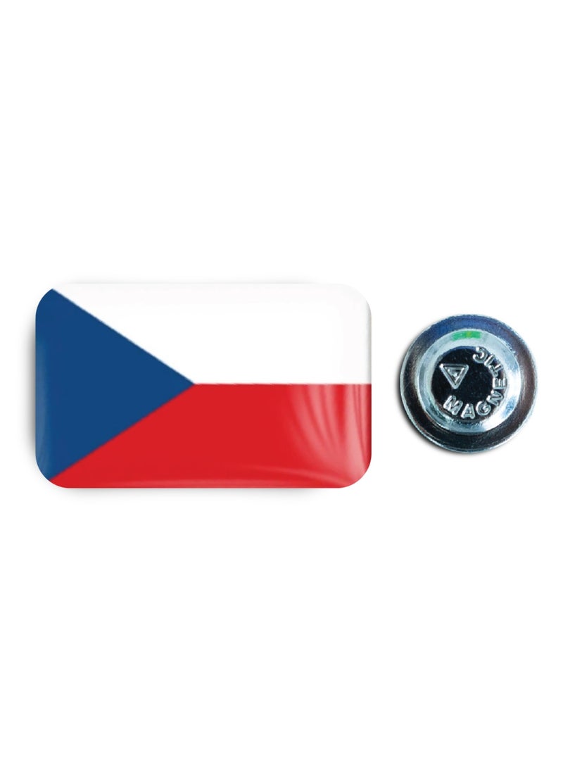 971ميديا علم التشيك - بادج معدني مطلي بطبقة إيبوكسي مع دبوس مغناطيسي أنيق ومتین لا يتسبب في تمزيق الملابس - Image 1