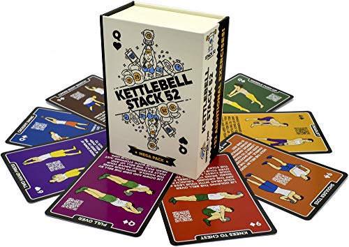 Stack 52 Kettlebell Exercise Cards Workout Playing Card Game Video Instructions Included Learn Kettle Bell Moves and Conditioning Drills Home Fitness Training Program 2019 Mega Pack - Image 1