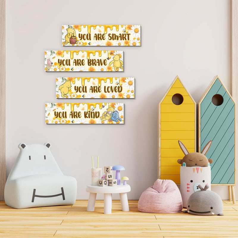 BirtDerr 4PCS Winnie Nursery Decorations-the Pooh Baby Stuff-Vintage Nursery Decor-Winnie Wall Decor Wall Art(Classic) - Image 3