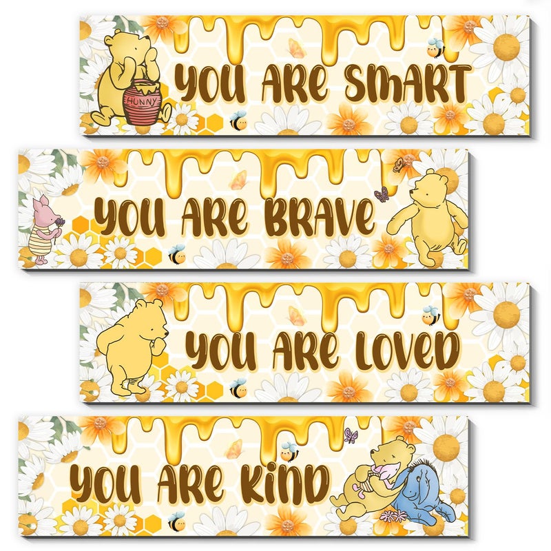 BirtDerr 4PCS Winnie Nursery Decorations-the Pooh Baby Stuff-Vintage Nursery Decor-Winnie Wall Decor Wall Art(Classic) - Image 1