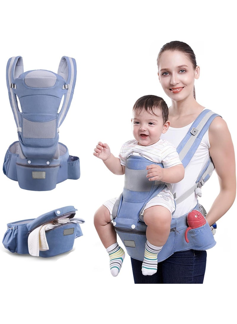 Versatile Infant Carrier with Hip Seat, Ergonomic 15-in-1 Baby Holder, Adjustable for All-Weather, with Sunshade and Wind Protection, Storage Pockets, Ideal for 0-48 Months  - Image 1