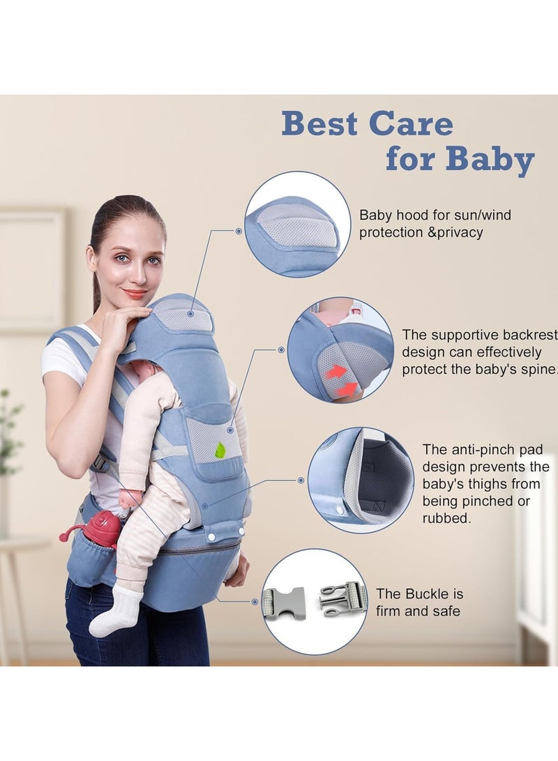 Versatile Infant Carrier with Hip Seat, Ergonomic 15-in-1 Baby Holder, Adjustable for All-Weather, with Sunshade and Wind Protection, Storage Pockets, Ideal for 0-48 Months  - Image 2