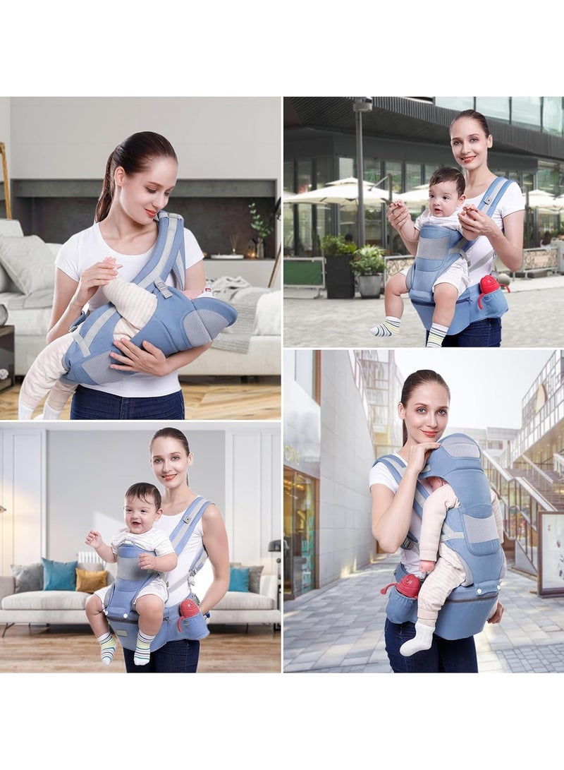Versatile Infant Carrier with Hip Seat, Ergonomic 15-in-1 Baby Holder, Adjustable for All-Weather, with Sunshade and Wind Protection, Storage Pockets, Ideal for 0-48 Months  - Image 4