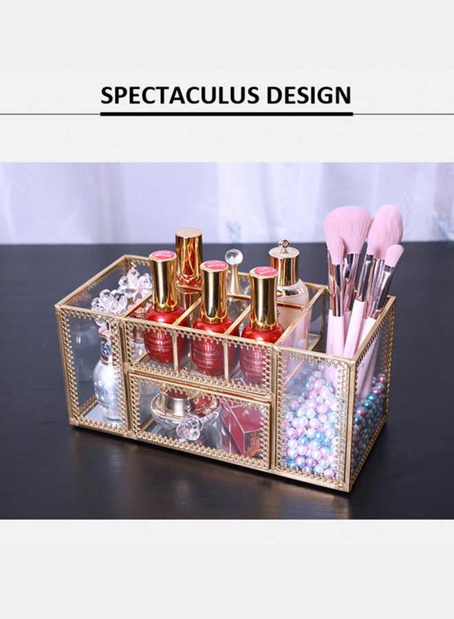 Cosmetics Glass Storage Makeup With Organizer Box gold - Image 3