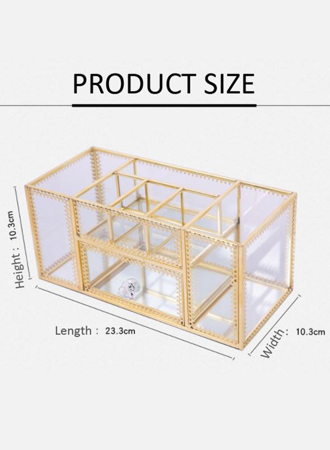 Cosmetics Glass Storage Makeup With Organizer Box gold - Image 4