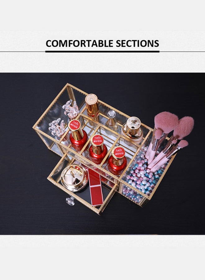 Cosmetics Glass Storage Makeup With Organizer Box gold - Image 2
