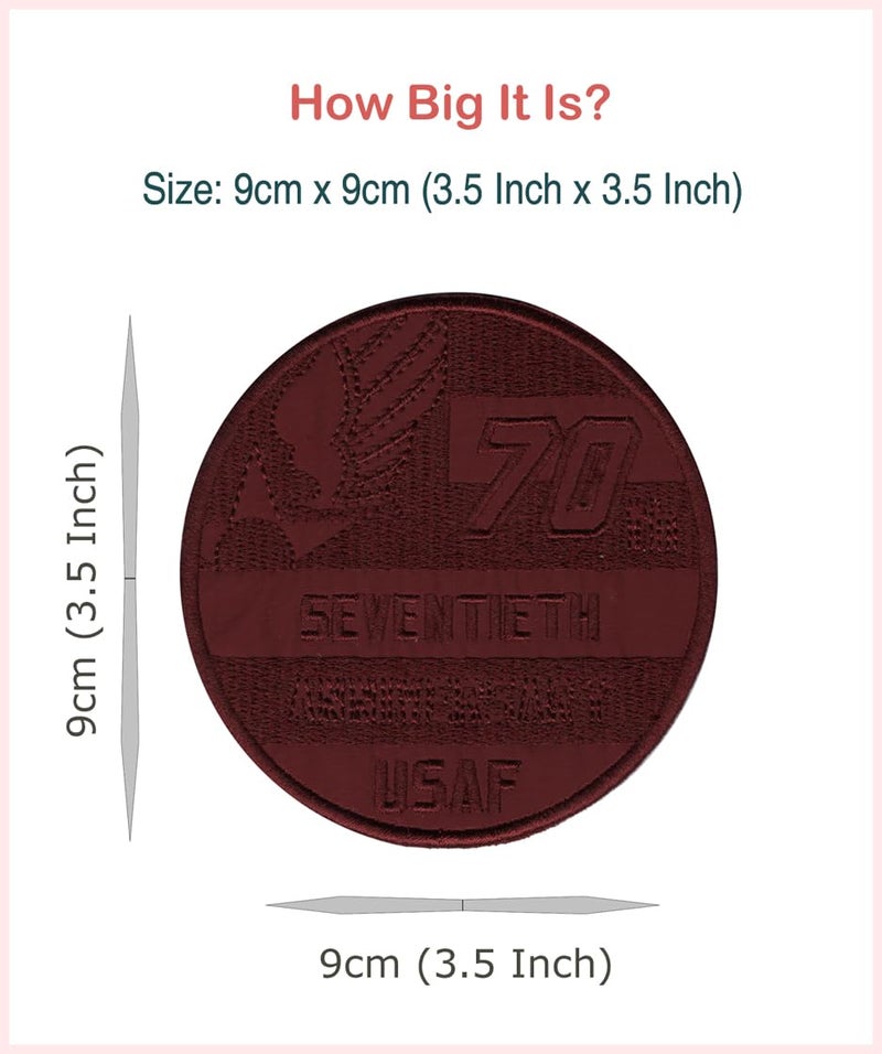 USAF 70th Anniversary Applique Embroidered Sewon Patch Size 9cm x 9cm for Jackets Caps TShirts Bags Jeans Pants Outdoor Clothing Imported from Malaysia 1 Piece Code M26  - Image 2