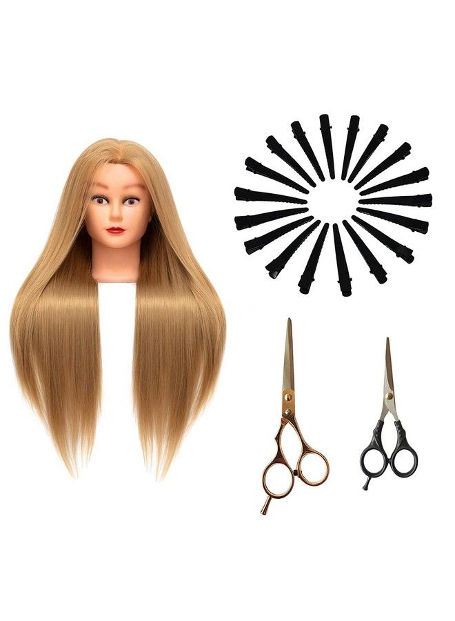 Foreign Holics 26"28" Mannequin Head Hair Styling Training Head Manikin Cosmetology Doll Head Synthetic Fiber Hair And Free Clamp Holder (M9) - Image 2
