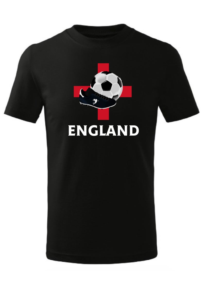 England Football Team World Fans printed T shirts Supporting The Team Football Team Jersey T shirts For Men | Women | Kids to win the cup (Black)  - Image 1