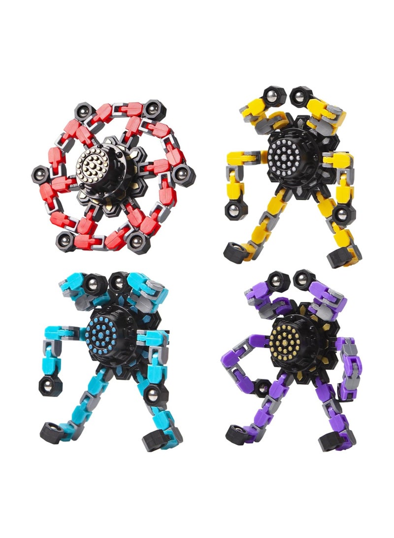 Bukela 4-Piece Transformable Fidget Spinners - Stress Relief Sensory Toys for Kids & Adults, Bulk Party Favors for Boys/Girls (Fingertip Gyro Design) - Image 1