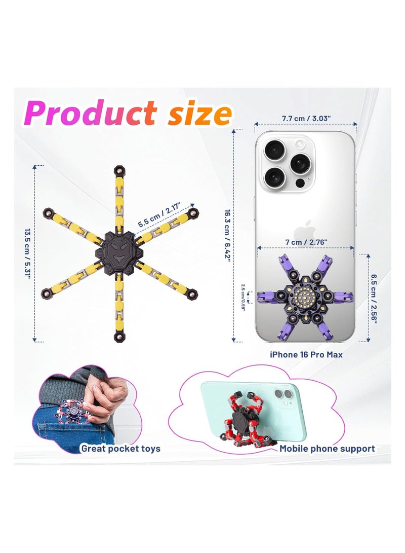 Bukela 4-Piece Transformable Fidget Spinners - Stress Relief Sensory Toys for Kids & Adults, Bulk Party Favors for Boys/Girls (Fingertip Gyro Design) - Image 4