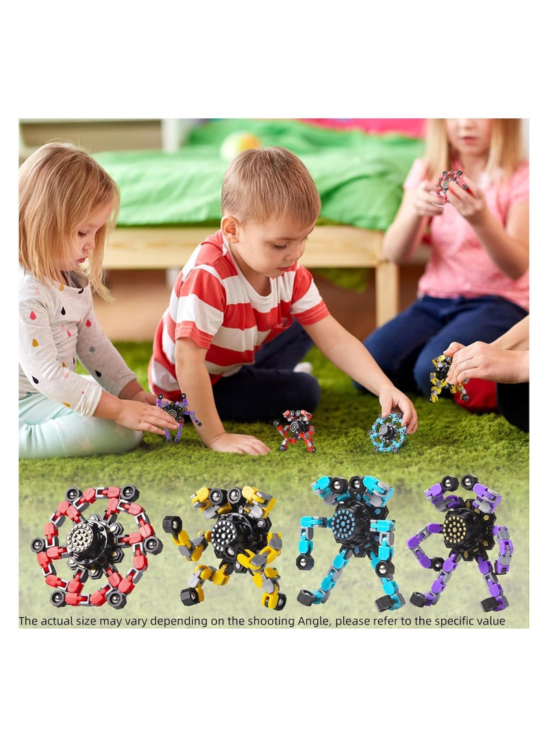 Bukela 4-Piece Transformable Fidget Spinners - Stress Relief Sensory Toys for Kids & Adults, Bulk Party Favors for Boys/Girls (Fingertip Gyro Design) - Image 5