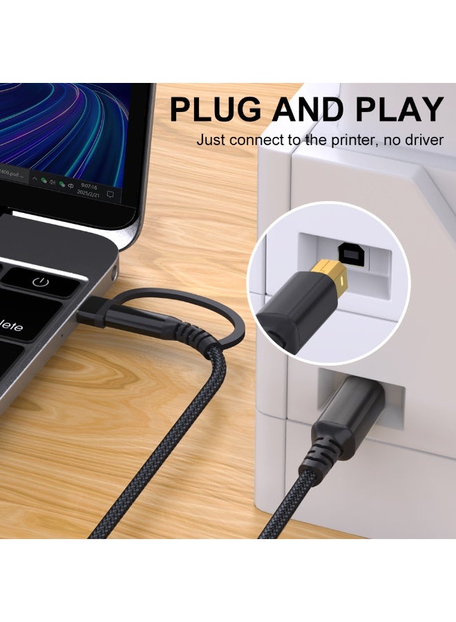 USB B to USB C Printer Cable 16.6 Feet - Type A/C to B Printer Cable High-Speed Nylon Braided MIDI Cord for HP, Canon, Brother, Samsung, Dell, Epson,DAC，（5 M,1 PACK） - Image 5