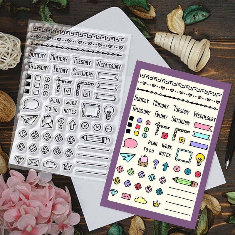 CHGCRAFT Diary Line Clear Stamps Calendar Diary Decorations Transparent Silicone Stamps for Card Making Silicone Clear Stamp Seals for Cards Stamps Making DIY Scrapbooking Photo Journal Album - Image 2