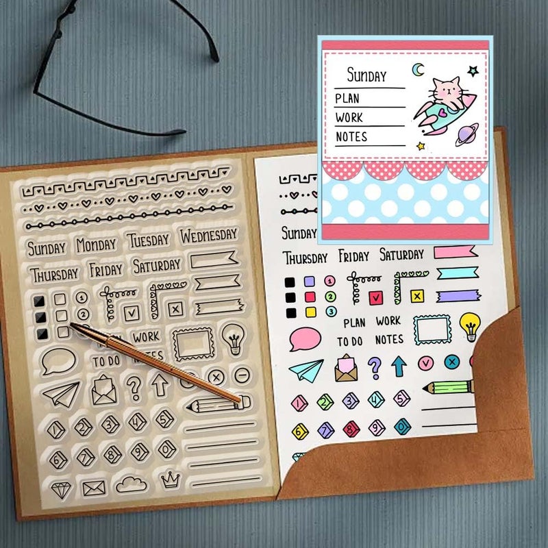 CHGCRAFT Diary Line Clear Stamps Calendar Diary Decorations Transparent Silicone Stamps for Card Making Silicone Clear Stamp Seals for Cards Stamps Making DIY Scrapbooking Photo Journal Album - Image 5