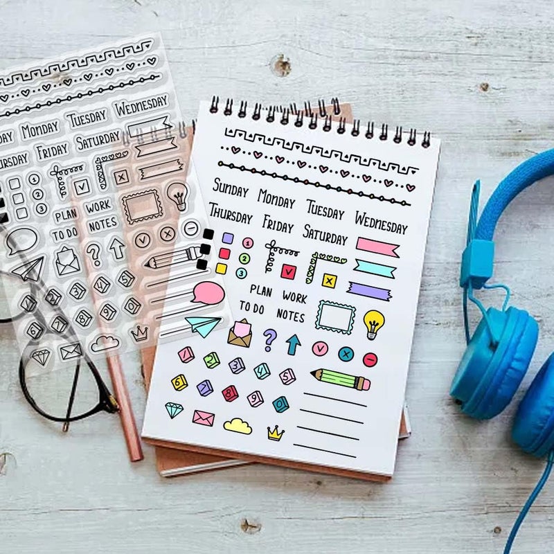CHGCRAFT Diary Line Clear Stamps Calendar Diary Decorations Transparent Silicone Stamps for Card Making Silicone Clear Stamp Seals for Cards Stamps Making DIY Scrapbooking Photo Journal Album - Image 4