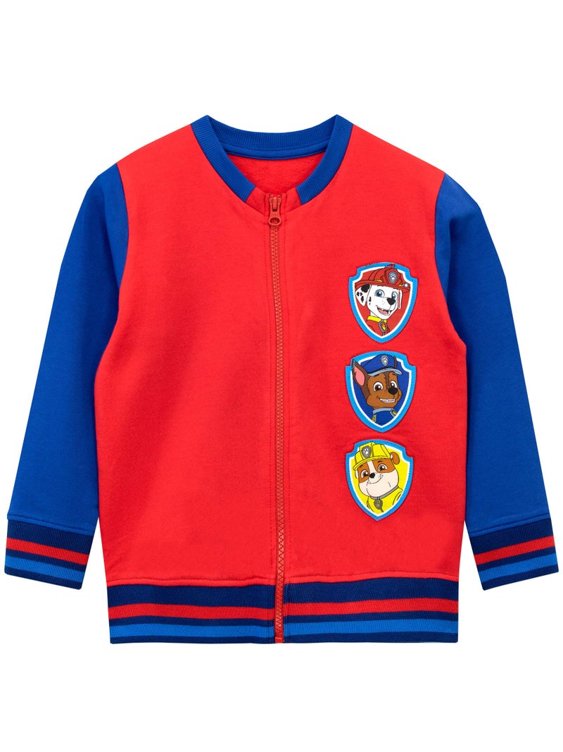 Paw Patrol Jacket | Jackets for Boys | Chase Rubble Marshall | Kids Zip Up Sweater Size 4 Red - Image 1