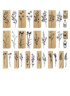 Excefore Vintage Wood Rubber Stamps, 16 Pieces Decorative Flower and Plant Wooden Mounted Stamp Set for DIY Crafting, Scrapbook, Painting, Letters Diary, Teaching, and Card Making  - Image 1
