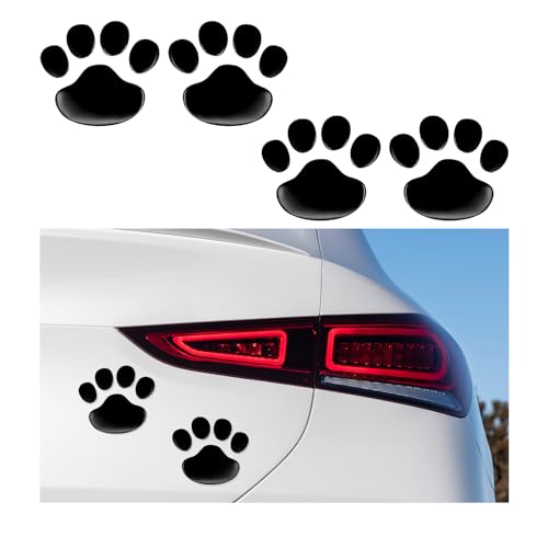 Suvnie 4 PCS Bling Dog Paw Car Decal Crystal Rhinestone Dog Paw Print Stickers Auto Bumper Window Laptops Decor Emblem Decal Sparkly Exterior Car Accessories for Women Girls Black - Image 1