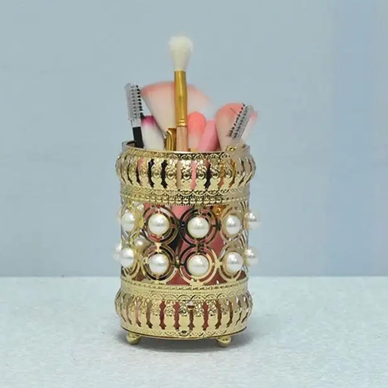 PRETOX Cosmetic Makeup Brush Organizer | Pearl Storage Cases Accessories | Ornament Tea-light Candle Stick Cabinet | Beauty Makeup Brushes Cosmetic Stand | Elegant Pearl Design (Multi, 1-Pcs) - Image 1