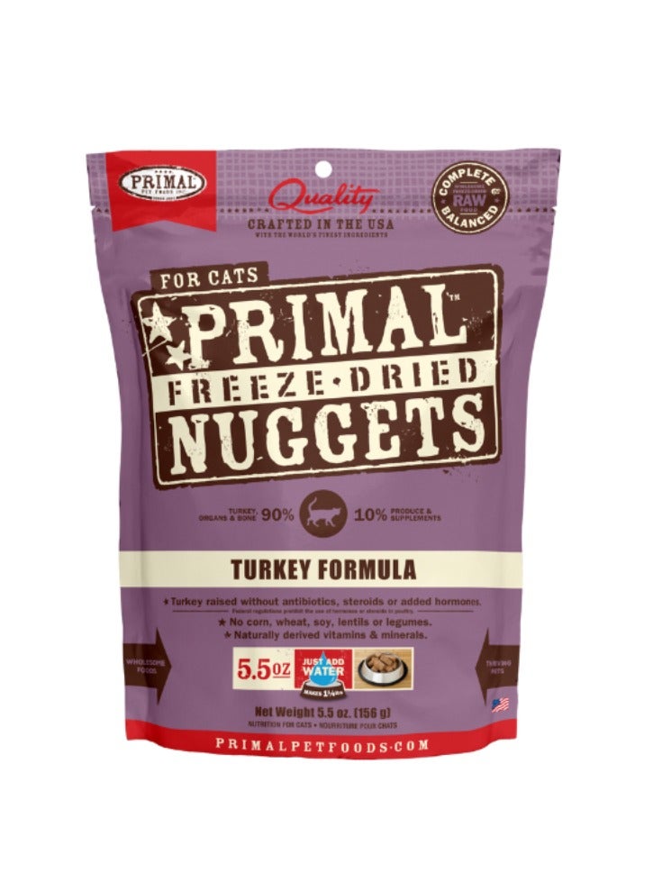 Primal Pet Foods Freeze Dried Cat Nuggets Turkey Complete And Balanced Meal 156g - Image 1
