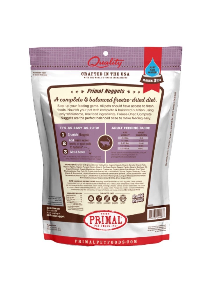 Primal Pet Foods Freeze Dried Cat Nuggets Turkey Complete And Balanced Meal 156g - Image 2