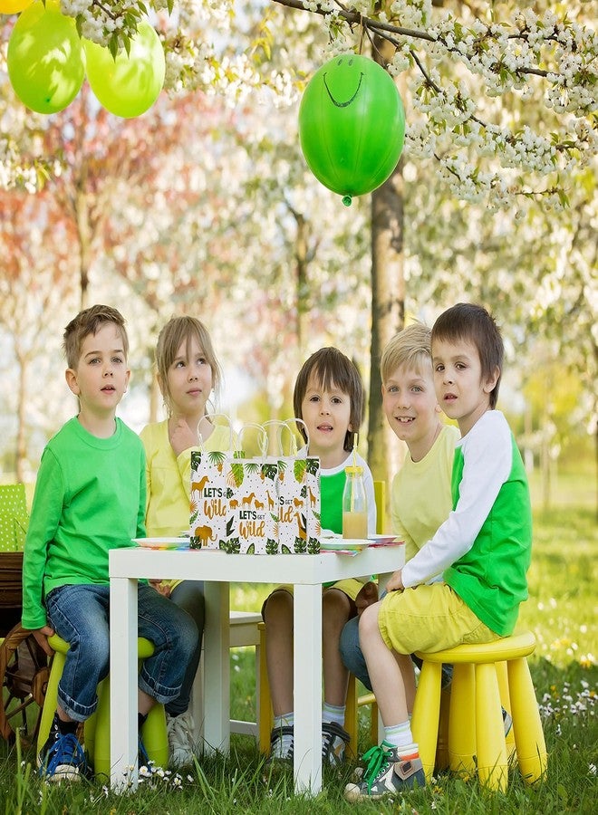 Chinco 12 Pieces Jungle Animal Theme Treat Bags, Safari Paper Goodie Bags Party Favors Candy Bags with Handles Green Gold Jungle Party Supplies for Baby Shower Wedding Birthday Party Decorations - Image 4