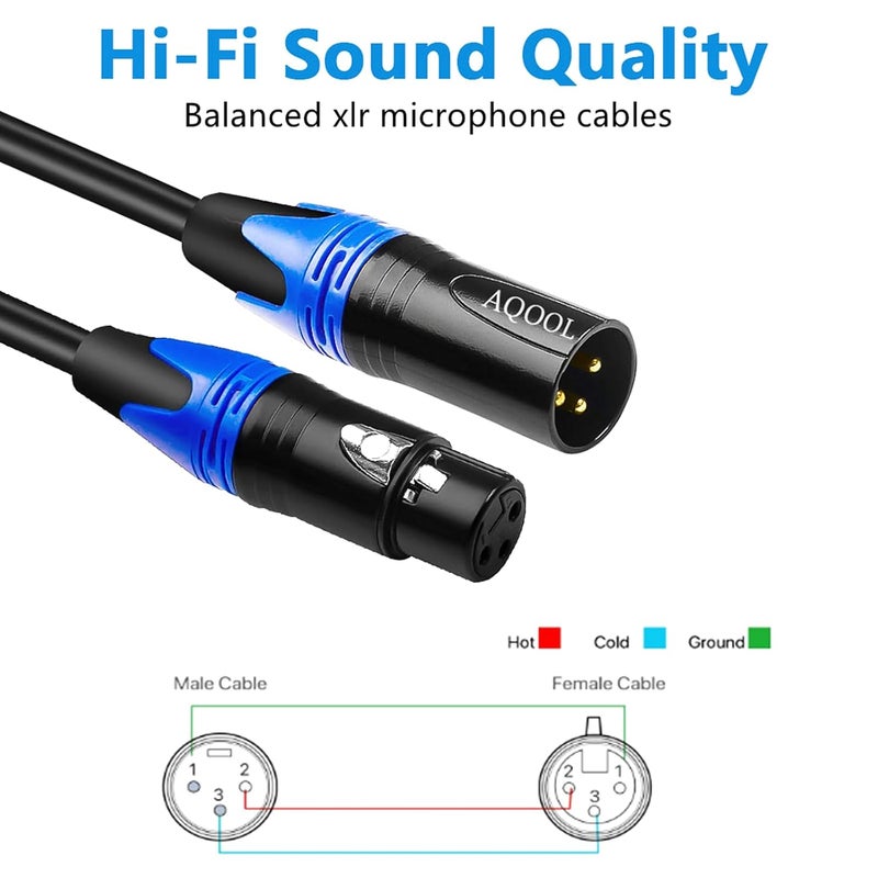 Acool 6FT XLR Cables, Gold-Plated 3 Pin Microphone Cables XLR Male to Female Mic Cord with Colored Connectors, Ideal for Microphone Audio Mixer Stage Light (4 Pack) - Image 5