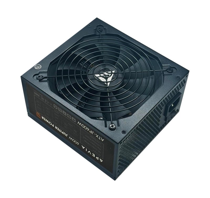 APEVIA مزود طاقة ألعاب Apevia ATX-JP600W Jupiter 600W معتمد 80 بلس برونزي PFC نشط، يدعم وحدات المعالجة المركزية ثنائية/رباعية النواة، SLI/Crossfire/Haswell، ضمان 3 سنوات - Image 1