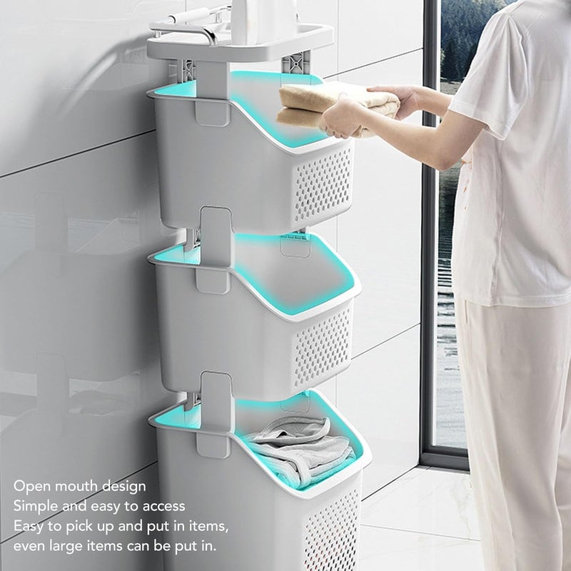 [Top pick for Saudi summer] Rolling Laundry Hamper, PP ABS Stackable Storage Basket with 4 Wheels for Kitchen Bathroom Balcony 34x29cm Mobile Organizer (3 Layer) Worth purchasing Climate adapted upgraded quality Room to room portable Upgraded classic design Trending item Long term use design Market multi-use trusted quality Worldwide simple practical design Widely used in KSA KSA stocked goods Seasonal & permanent compatible Backup reserve local stock Single & bulk storage compatible Riyadh Jeddah Dammam ship Temporary in stock Liquid tight joint General purpose design Practical experience crafted Loved by thousands of buyers Sand resistant Ship within Saudi Arabia Exclusive new launch Continuous warehouse supply Daily wear upgraded resistant material - Image 4
